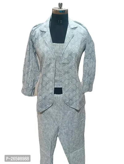 Stylish Grey Cotton Printed Co-Ords Sets For Women