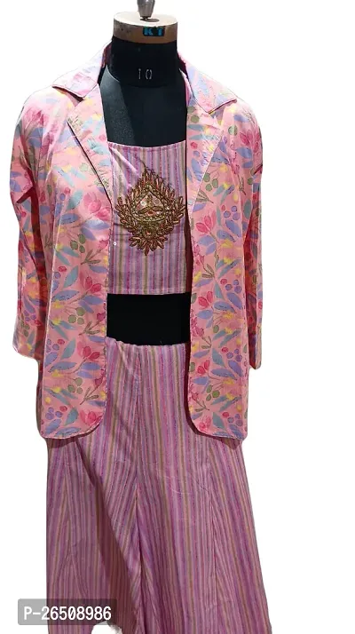 Stylish Pink Cotton Printed Co-Ords Sets For Women 